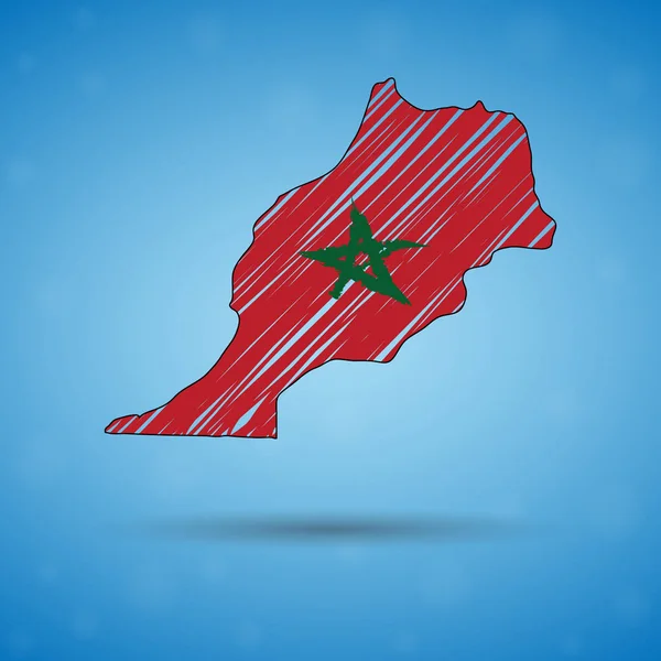 Klotter karta över Marocko. Skiss landskarta för infografik, broschyrer och presentationer, stiliserad skiss karta över Marocko. Vektor illustration — Stock vektor