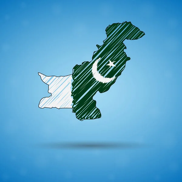 Klikyháky na mapě Pákistánu. Náčrt Country mapa pro infografiku, brožury a prezentace, stylizované náčrtek Pákistánu. Vektorová ilustrace — Stockový vektor