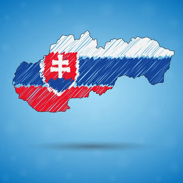 Klotter karta över Slovakien. Skiss landskarta för infografik, broschyrer och presentationer, stiliserad skiss karta över Slovakien. Vektor illustration — Stock vektor