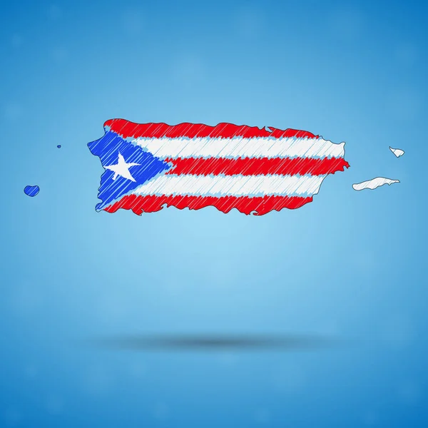 Kritzelkarte von Puerto Rico. skizze landkarte für infografik, broschüren und präsentationen, stilisierte skizzenkarte von puerto rico. Vektorillustration — Stockvektor