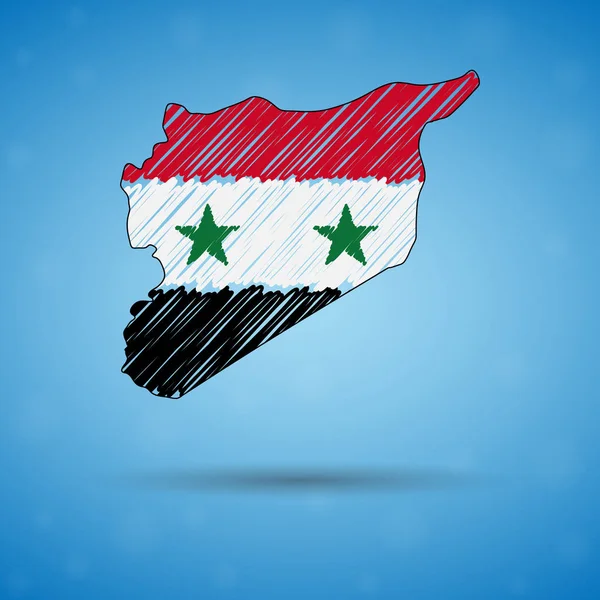 Χάρτης σσκρις της Συρίας. Σκίτσο χώρα χάρτη για ενημερωτικά γραφήματα, φυλλάδια και παρουσιάσεις, στυλιζαρισμένο χάρτη της Συρίας. Απεικόνιση διανυσματικών φορέων — Διανυσματικό Αρχείο