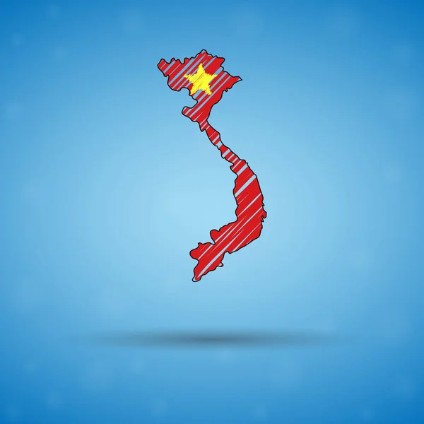 Scribble carte du Vietnam. Esquisse Carte du pays pour infographie, brochures et présentations, Esquisse stylisée du Vietnam. Illustration vectorielle — Image vectorielle