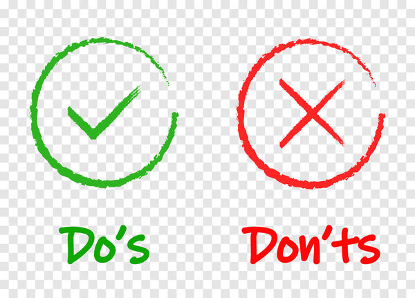 Do and Don t or Good and Bad Icons. Positive and Negative Symbols