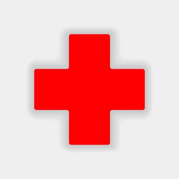 White cross in a red circle. First aid icon. Vector illustration — Stock Vector