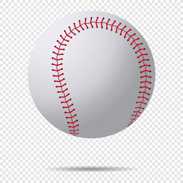 Realistic 3d baseball ball with red stitches. — Stock Vector
