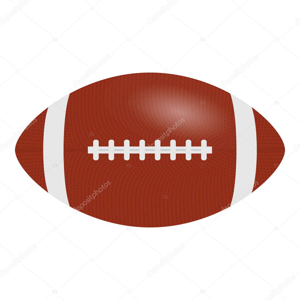 American Football, rugby ball isolated on a white background. Realistic Vector Illustration. Rugby sport.