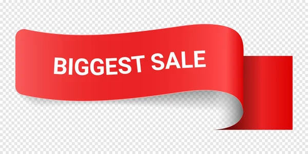 Kırmızı Vektör İllüstrasyon Sign Biggest Sale. Baskılar ve Posterler, Menü Tasarımı, Mağaza Kartları, Cafe, Restoran Rozetleri, Etiketler, Ambalaj vb için Promosyon Pazarlama Için Çizimler. — Stok Vektör