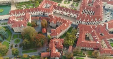 Prag Panoraması, anteni city, Prag, şehir, alan Old Town, Prague Castle üzerinde uçuş cityscape yukarıdan görünüm ve Vltava Nehri, Çek Cumhuriyeti, Prag