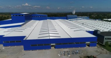 Modern üretim binası veya fabrika, büyük modern üretim tesisi veya fabrika, Sanayi Dış, modern üretim dış dış inşaat