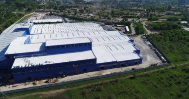 Modern üretim binası veya fabrika, büyük modern üretim tesisi veya fabrika, Sanayi Dış, modern üretim dış dış inşaat