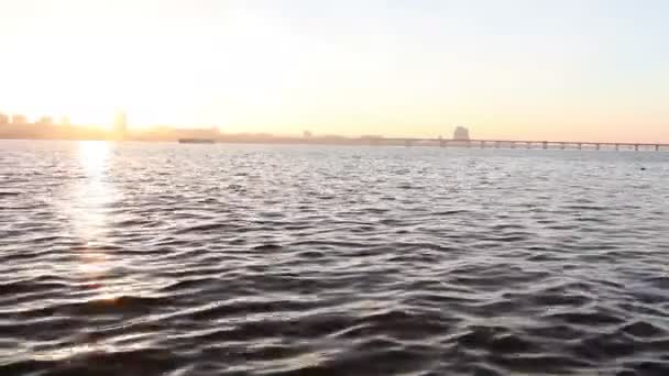 Panorama de la ciudad cerca del río, una ciudad con edificios altos cerca del río — Vídeo de stock