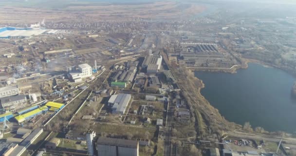 Usine vue aérienne, bâtiment industriel moderne — Video