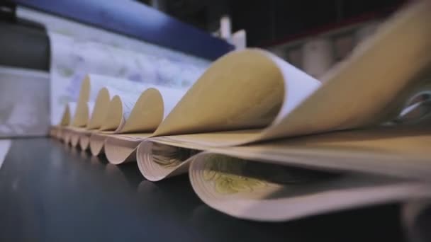 Tapeta przenośnik, włóknina tapety na linii przenośnika, wnętrze przemysłowe — Wideo stockowe