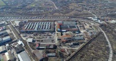 Büyük fabrika hava manzarası, büyük bir fabrikanın dışı. Üst görünümü yerleştir