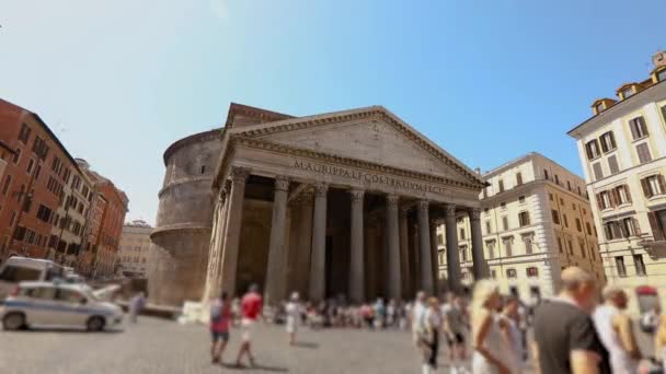 Panteón Roma, el templo de todos los dioses. Exterior del Panteón Roma, Italia — Vídeos de Stock