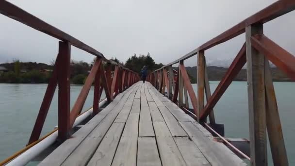 Şili 'deki Nordenskjold Gölü, Patagonya. Cerro Payne Grande Dağı ve Torres del Paine manzarası — Stok video