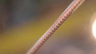 Yakın çekim bakır kablo, kablo üretim süreci. Kablo üretimi yakın plan