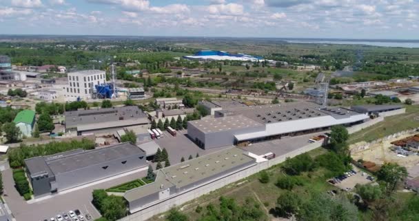 Aerial factory, large modern factory aerial view — Stock Video