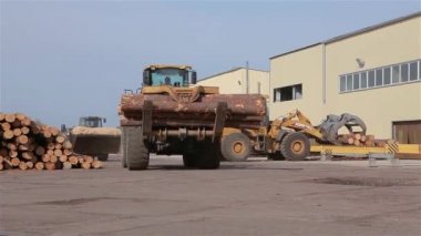 Bıçkıhanede buldozer, kereste taşımacılığı, bıçkıhanede iş akışı.