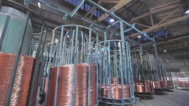 Cable production process, mechanism in a cable factory — Stock Video