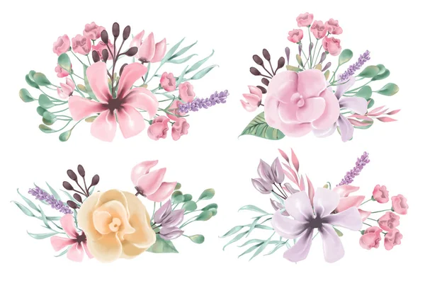 Beautiful vintage wild bouquets, floral seamless pattern on white background