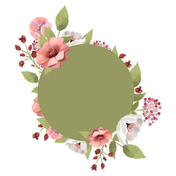 Teal Quadro Floral Aquarela Com Arranjo Flores Rosa Vintage — Fotografia de Stock