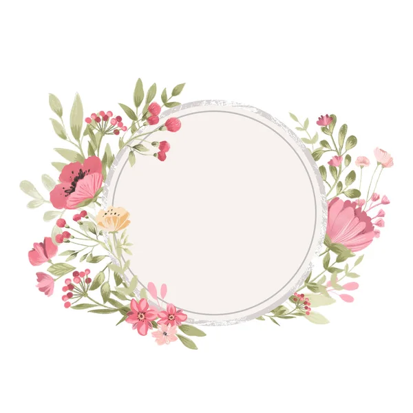 Cute Pink Watercolor Flowers Floral Frame Background — Stock Photo, Image