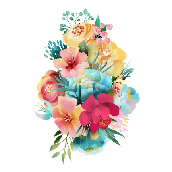 Beautiful Vintage Floral Bouquet Isolated White Background — Stock Photo, Image