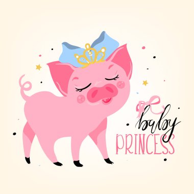 arka planda taç ile sevimli domuz