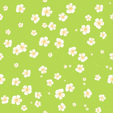 Yeşil arka plan üzerinde Sevimli sorunsuz fayans papatyalar çiçek desen