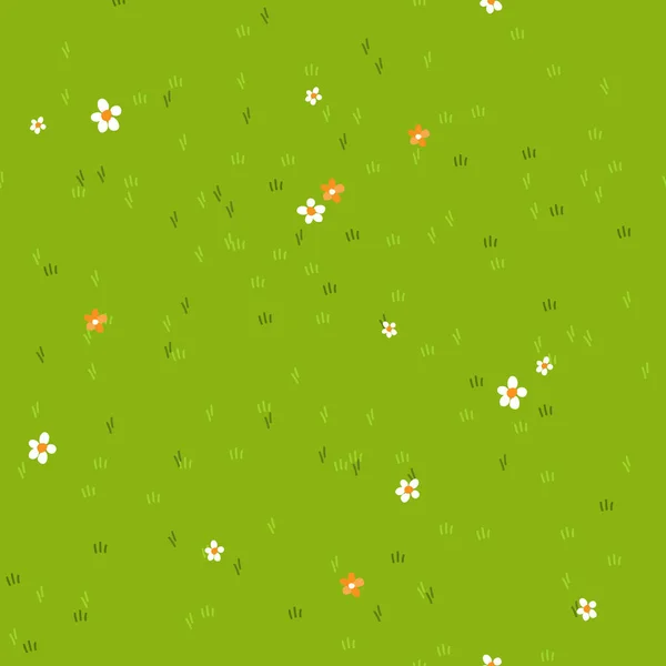 Kolorowy Baner Małymi Kwiatami Zielonej Trawie — Wektor stockowy