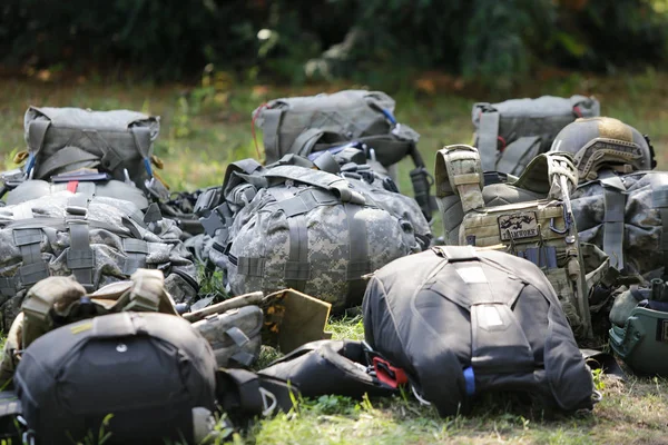 Constanta Rumania Junio 2018 Equipo Paracaidistas Militares Rumanos Tendidos Suelo — Foto de Stock