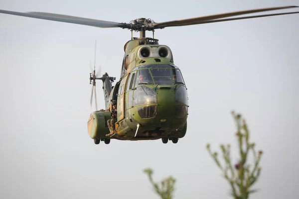Babadag Roménia Junho 2018 Helicóptero 330 Puma Participa Exercício Militar — Fotografia de Stock