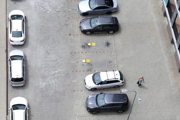 Бухарест Румыния Июля 2018 Года Парковка Сверху Различными Типами Автомобилей — стоковое фото