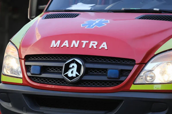 Bucharest Romania Agosto 2018 Detalles Una Ambulancia Mantra Hospital Urgencias —  Fotos de Stock