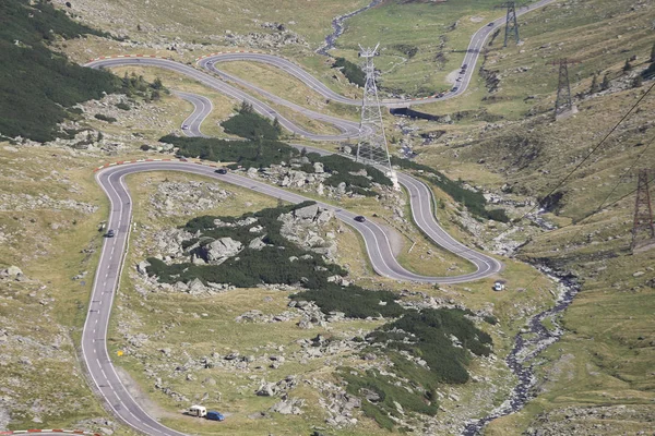 The Transfagarasan road, a paved mountain road crossing the southern section of the Carpathian Mountains of Romania