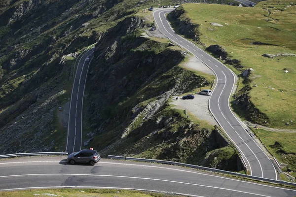 The Transfagarasan road, a paved mountain road crossing the southern section of the Carpathian Mountains of Romania