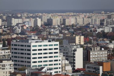 Bükreş'te komünist apartman blokları yukarıdan görülüyor
