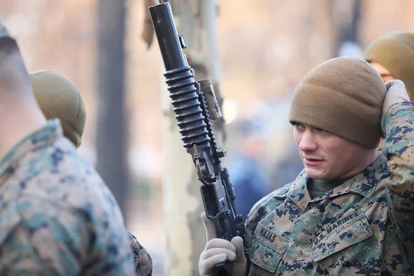 Bucharest Roemenië December 2018 Ons Mariniers Deel Nemen Aan Roemeense — Stockfoto