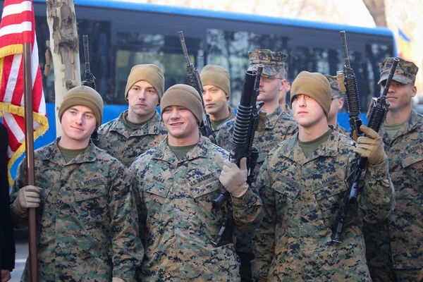 Bucharest Roemenië December 2018 Ons Mariniers Deel Nemen Aan Roemeense — Stockfoto