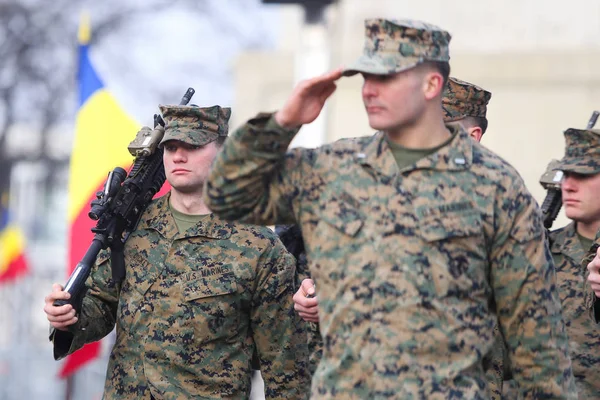 Bucharest Roemenië December 2018 Ons Mariniers Deel Nemen Aan Roemeense — Stockfoto