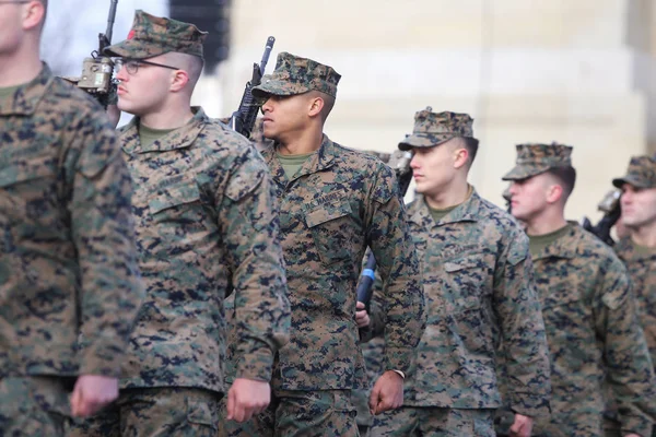 Bucharest Roemenië December 2018 Ons Mariniers Deel Nemen Aan Roemeense — Stockfoto