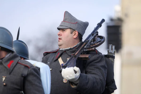 Bucarest Romania Dicembre 2018 Rievocatori Della Prima Guerra Mondiale Partecipano — Foto Stock