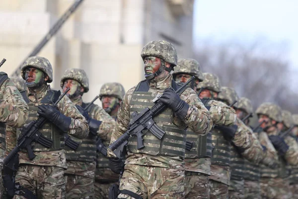 Бухарест Румунія Грудня 2018 Румунська Спецназ Солдатів Озброєний M4A1 Нато — стокове фото