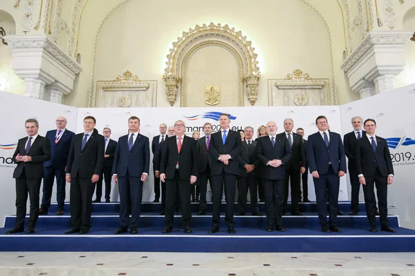 Bucareste Roménia Janeiro 2019 Presidente Roménia Klaus Iohannis Presidente Comissão — Fotografia de Stock