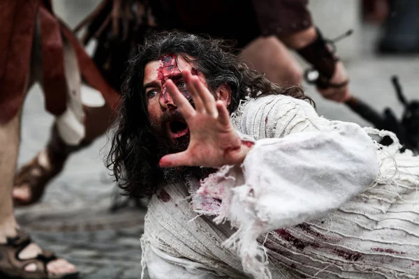 Dramatización por actores de la Pasión de Cristo - drama, tortura — Foto de Stock