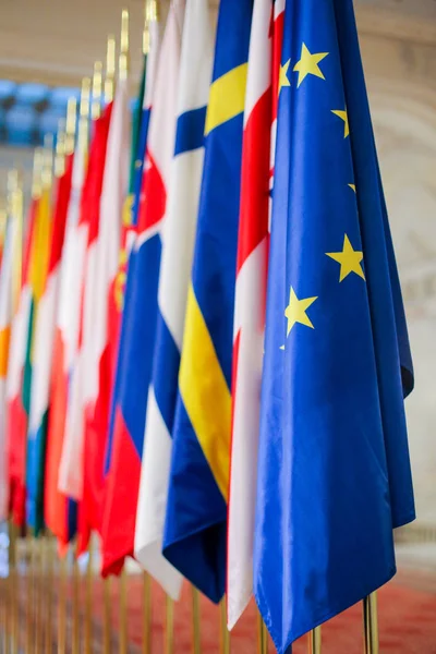 Tüm Avrupa Birliği Üye Ülkeleri Yan Yana Bayraklar — Stok fotoğraf