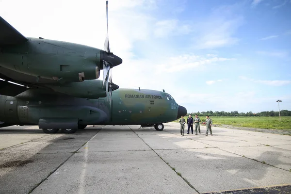 Lockheed C-130 Hercules military cargo airplane on the Roman — стоковое фото