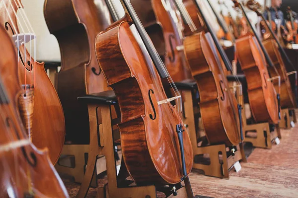 Detalles con partes de violines ante un cono sinfónico clásico —  Fotos de Stock