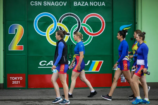 Snagov Romania April 2020 Romanian Professional Women Rowers Olympic Team — Stock Photo, Image